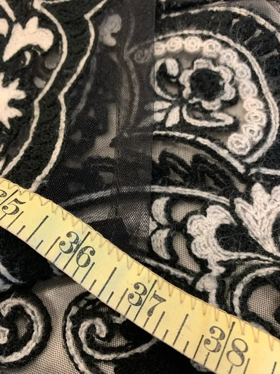 Mechant Sheer Black Mesh kimono duster embroidered L. Vintage - Picture 10 of 10